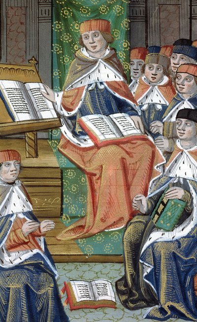 Lecture in hall, from De Medina Fen I. II, by Avicenna (980-1037) by Flemish School