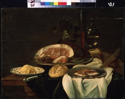 Still Life (Ham, Bread, and Butter) by Flemish School