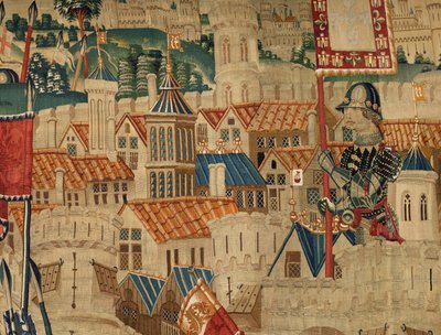 Parish museum of tapestries. Flemish tapestry. Conquest of Tanger. Series Conquests of king Alfonso I of Portugal. Tournai. Wool and silk by Flemish School