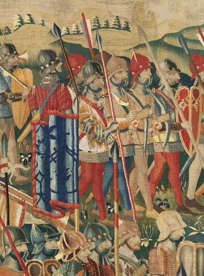 Parish museum of tapestries. Flemish tapestry. The landing at Arzila. Series Conquests of king Alfonso I of Portugal. Tournai. Wool by Flemish School