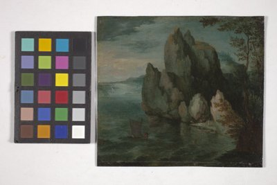 Seascape With A High Cliff by Flemish School