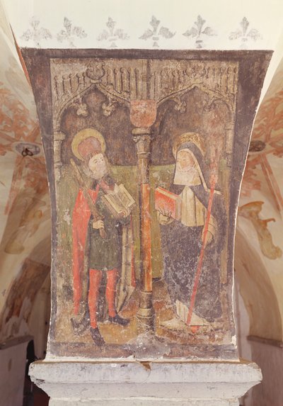 St. Bavo and St. Amalberga of Maubeuge, mural from the crypt by Flemish School