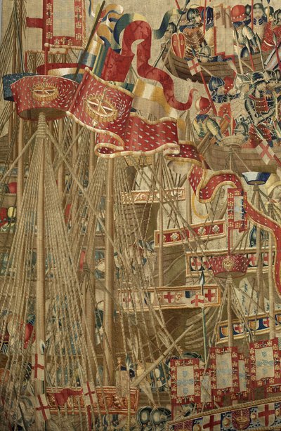 Tapestry showing the Conquests of King Alfonso V of Portugal, Tournai (detail) by Flemish School