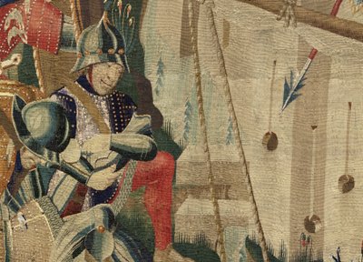 Tapestry showing the Conquests of King Alfonso V of Portugal, Tournai (detail) by Flemish School