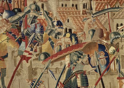Tapestry showing the Conquests of King Alfonso V of Portugal, Tournai (detail) by Flemish School