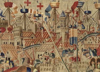 Tapestry showing the Conquests of King Alfonso V of Portugal, Tournai (detail) by Flemish School