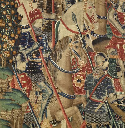 Tapestry showing the Conquests of King Alfonso V of Portugal, Tournai (detail) by Flemish School