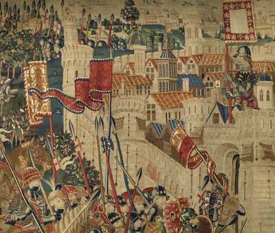 Tapestry showing the Conquests of King Alfonso V of Portugal, Tournai (detail) by Flemish School