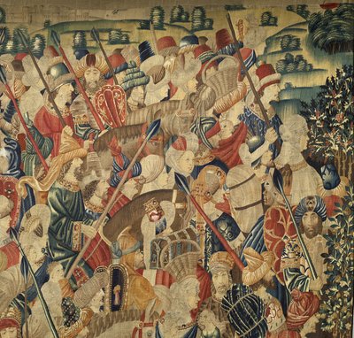 Tapestry showing the Conquests of King Alfonso V of Portugal, Tournai (detail) by Flemish School