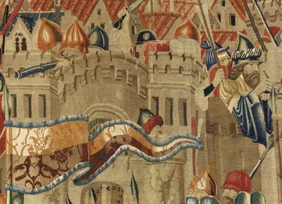 Tapestry showing the Conquests of King Alfonso V of Portugal, Tournai (detail) by Flemish School