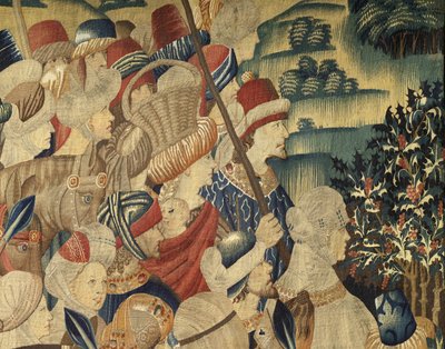 Tapestry Showing the Conquests of King Alfonso V of Portugal, Tournai (detail) by Flemish School