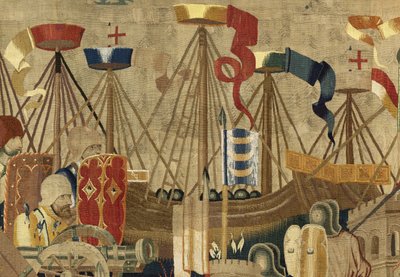 Tapestry Showing the Conquests of King Alfonso V of Portugal, Tournai (detail) by Flemish School