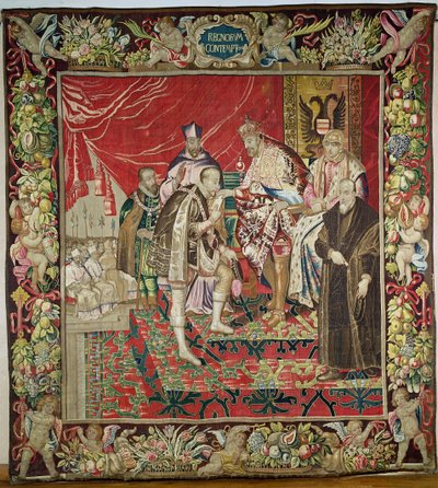 The Abdication of Charles V (1500-58) from The Tapestry of Charles Quint, c.1630-40 by Flemish School