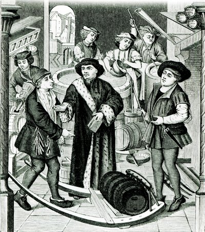 The Bishop of Tournai Receiving the Tithe of Beer Granted by King Chilperic, after a Window of the Cathedral of Tournai by Flemish School