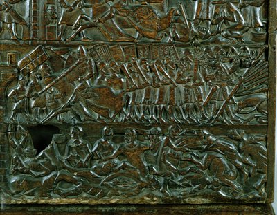 The Courtrai Chest Depicting the Flemish Line of Battle During the Battle of the Golden Spurs, Fought at Courtrai in 1302 (detail) by Flemish School