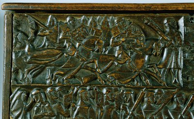 The Courtrai Chest Depicting Two Scenes from the Battle of the Golden Spurs Fought in Courtrai in 1302 (detail) by Flemish School