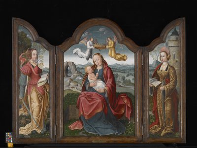 Triptych With The Virgin And Child, St. Barbara, And St. Catherine by Flemish School