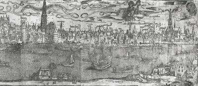 View of Antwerp Harbour, (detail), 1515-50 by Flemish School
