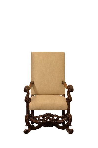 Walnut upholstered armchair, c.1660 by Flemish School