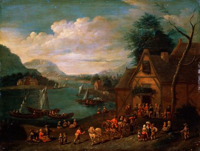A Tavern at the Seashore by Flemish master