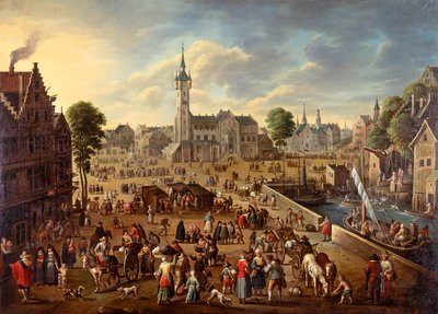City View of the Main Square in Lier, ca. 1620-1625 by Flemish master