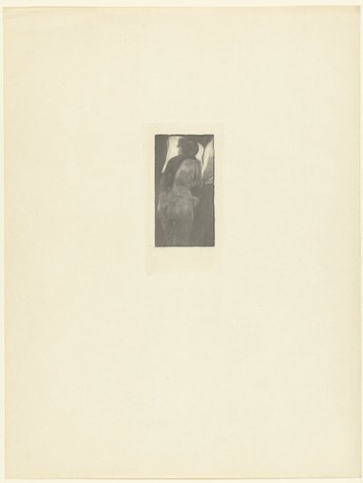 Half-Naked Woman with Stick Leaning Over Large Book by Félicien Rops