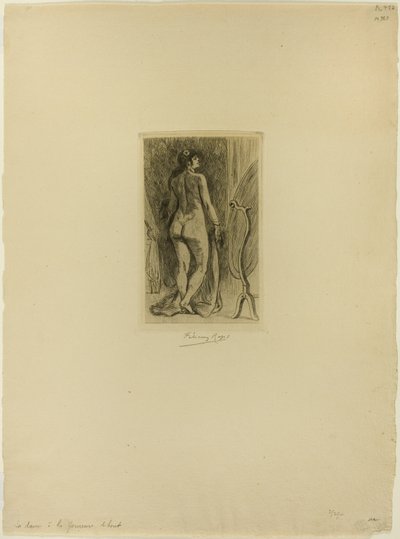 Standing Woman with a Fur by Félicien Rops