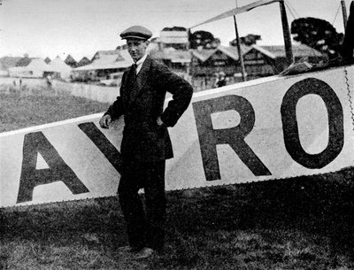 The Aerial Derby: the pilot of the Avro, Mr FP Raynham, 1913 by Flight Photo