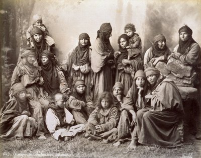 Portrait of a Group of Syrian Bedouins in Humble Ethnic Dress by Félix Bonfils