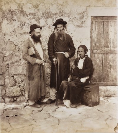 Portrait of three Jewish men in Jerusalem by Félix Bonfils