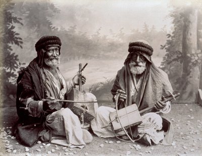 Portrait of Two Arab Musicians in Humble Ethnic Dress by Félix Bonfils