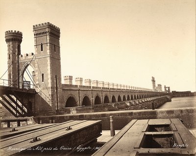 The Damming of the Nile, Near Cairo, Egypt by Félix Bonfils