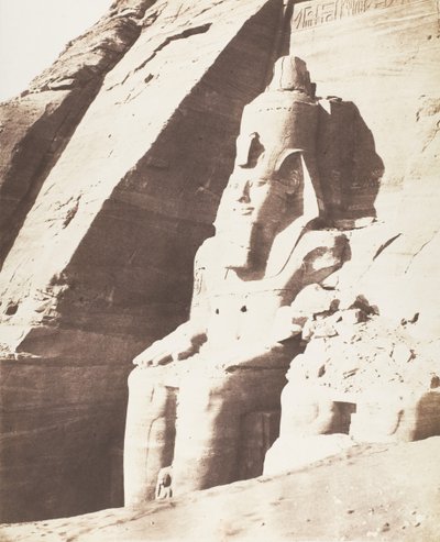 Abou Sembil, Grand Speos - Colossal Statues, Three-Quarter View, 1851-52, printed 1853-54 by Félix Teynard