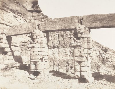 Djerf-Hocein Tutzis, Hemi-Speos, Colossi of the Outer Part by Félix Teynard