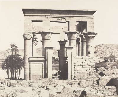 Philæ, East Building - Western Facade - View from P..., 1851-52, printed 1853-54 by Félix Teynard