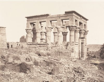 Ile de Fileh Philae, East Building - Lateral View from Point D by Félix Teynard