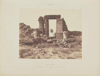 Karnak (Thebes). First Pylon - Ruins of the Gate and Colossi, viewed from Point E by Félix Teynard