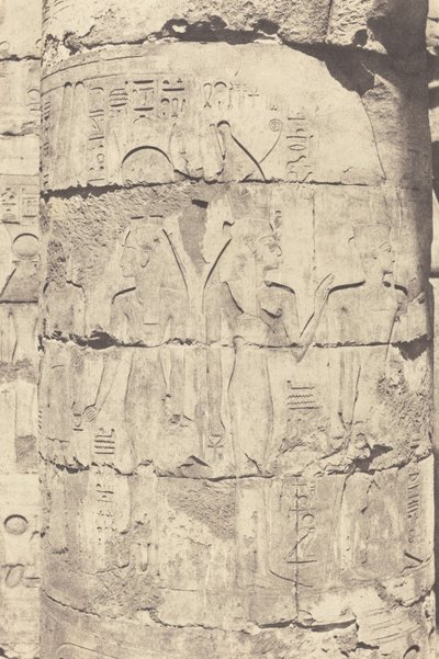 Karnak Thebes, Hypostyle Hall, Central Colonnade, Decoration of a Column by Félix Teynard