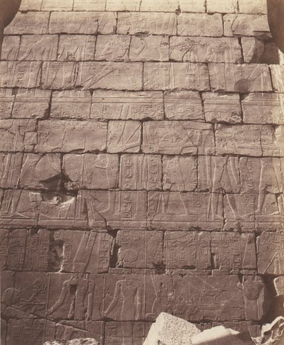 Karnak Thebes, Palace - Hypostyle Hall - Decoration of the Wall Interior, 1851-52, printed 1853-54 by Félix Teynard