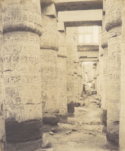 Karnak Thebes, Hypostyle Hall, Window and Capitals by Félix Teynard
