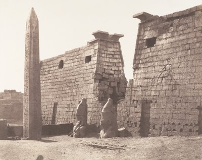 Louksor Thebes, Construction Anterior - Pylon, Colosses and Obelisk by Félix Teynard