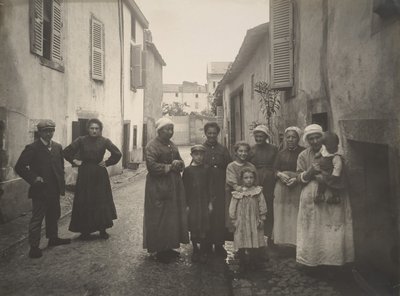 Group of Adults and Children on a Village Street in the Auvergne, ca. 1910 by Félix Thiollier