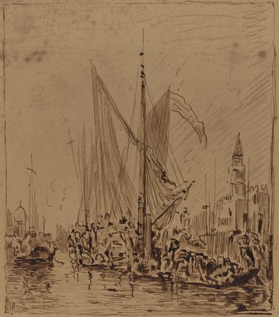 Boats and Gondolas before the Piazza San Marco by Félix Ziem