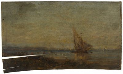 In front of Martigues, the yellow sail (circa 1875) by Félix Ziem