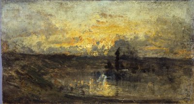 River turn (front); three studies (back), between 1850 and 1860 by Félix Ziem