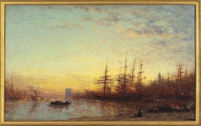 The Port of Marseille at Sunset by Félix Ziem