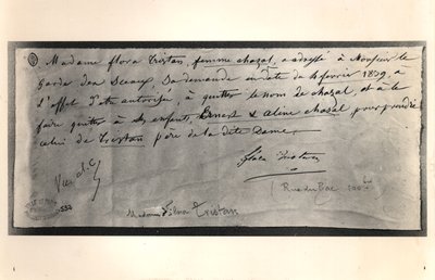 Autographed letter from Flora Tristan to the French Minister of Justice, asking for a divorce by Flora Tristan