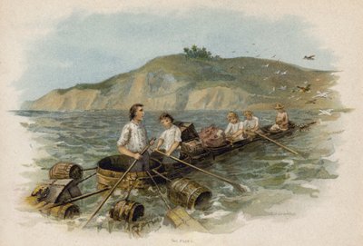Scene from The Swiss Family Robinson: Nearing Land in the Tub Boat by Florence Maplestone