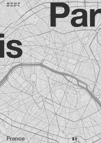 Paris Minimal Map by Florent Bodart