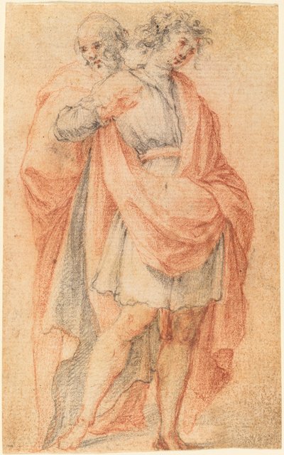 Two Male Figures: A Youth and an Old Man by Florentine 17th Century